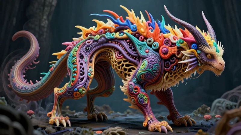 Quimera biológica majestuosa, ilustración altamente detallada