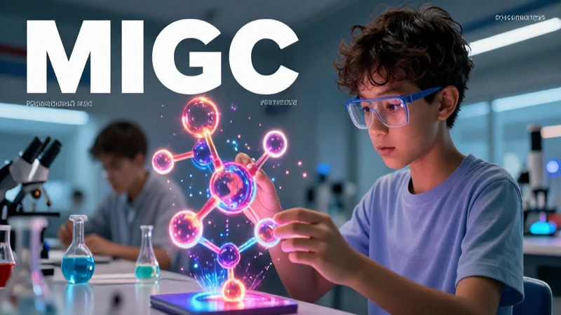 Estudiante interactúa con estructuras moleculares brillantes