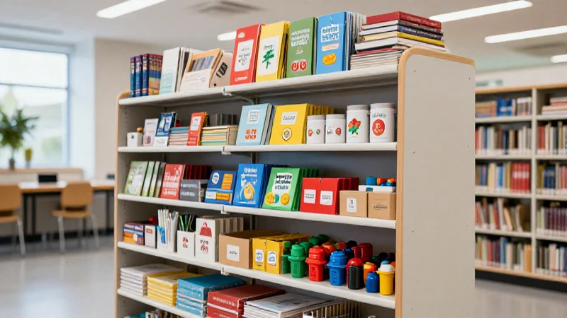 Biblioteca escolar moderna con iluminación cinemática