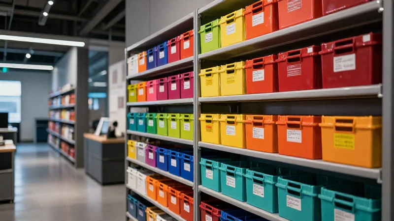 Estanterías organizadas con colores vibrantes y estilo moderno