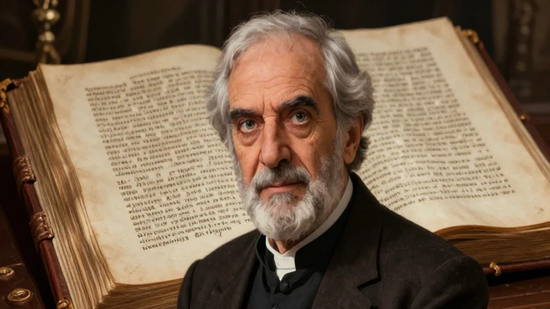 Retrato de Rafael Pombo en un manuscrito antiguo