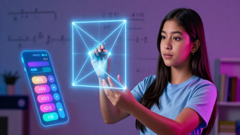 Estudiante resuelve problema matemático en geometría digital