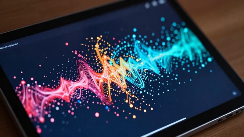 Ilustración digital vibrante de datos en tablet educativa