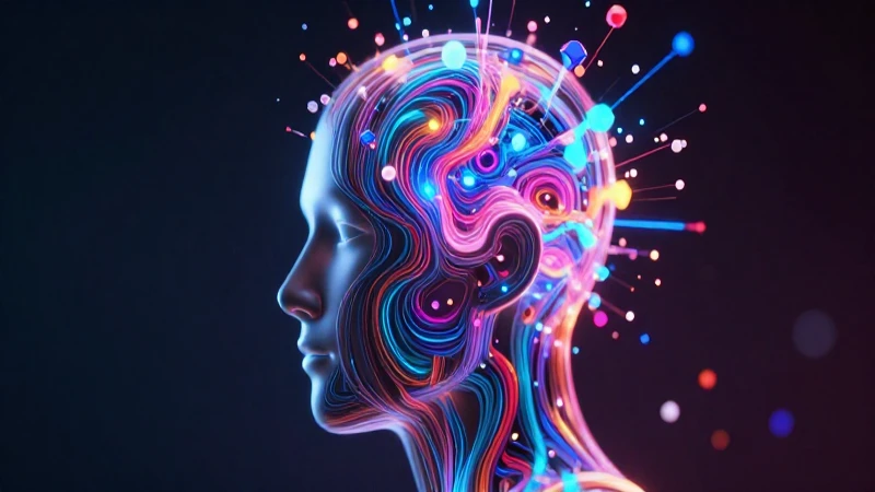 Cabeza humana conceptual con flujo de datos digitales