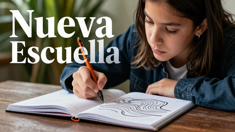 Estudiante concentrado en entorno educativo vibrante