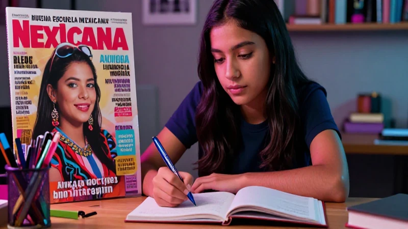 Estudiante mexicana estudiando con estilo profesional