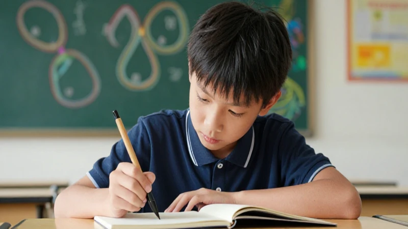 Joven estudiante enfocado escribiendo caligrafía premium