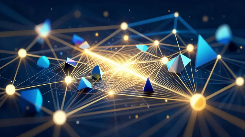 Estructura geométrica abstracta con estilo educativo moderno