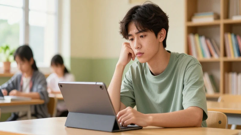 Qué significa ser reacio y quiénes son las personas reacias 4 Joven reflexivo con tablet en entorno académico