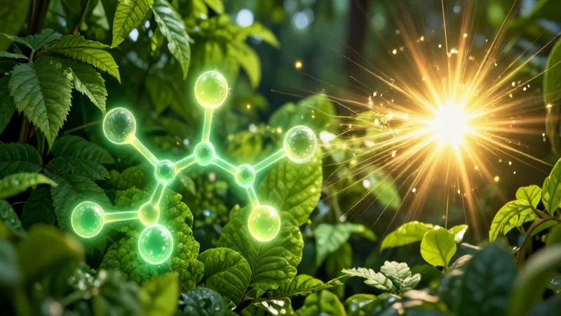 Ilustración hiperrealista de naturaleza y energía molecular