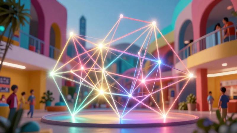 Realidad geométrica vibrante en un entorno educativo moderno