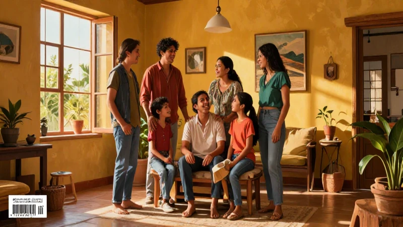 Familia moderna mexicana en cálida conexión