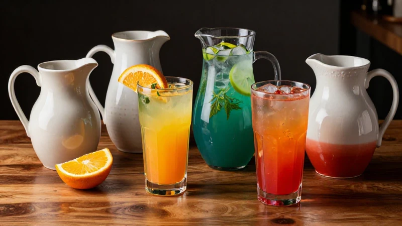 Jarrones vibrantes de aguas frescas y cítricos
