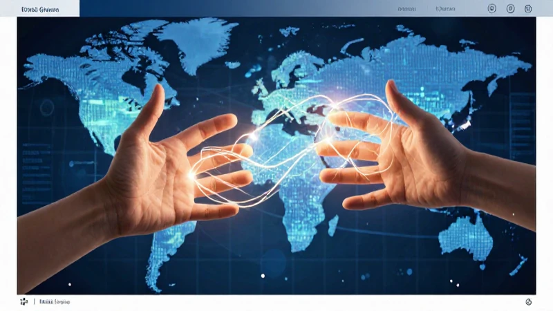 Manos conectadas por datos globales vibrantes