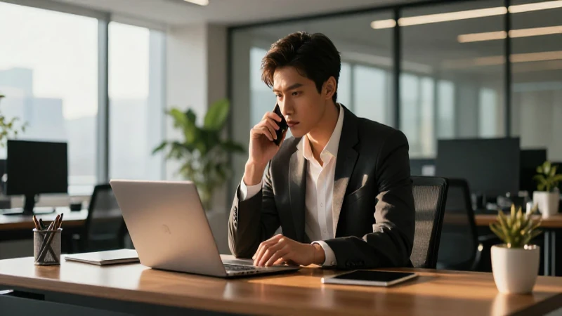 Joven profesional elegante en oficina moderna