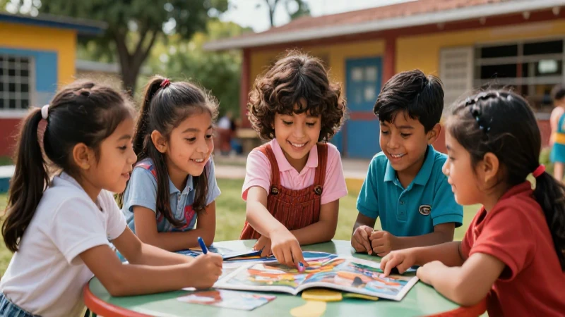 Niños mexicanos jugando felices al aire libre