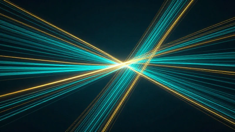 Líneas geométricas 3D holográficas en azul y oro