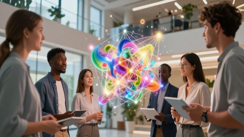 Colaboración futurista de profesionales con datos