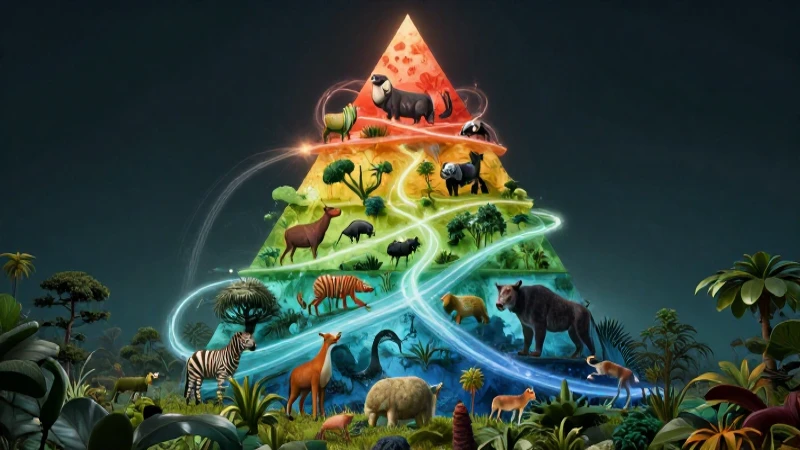 Diagram de pirámide trófica vibrante y dinámico