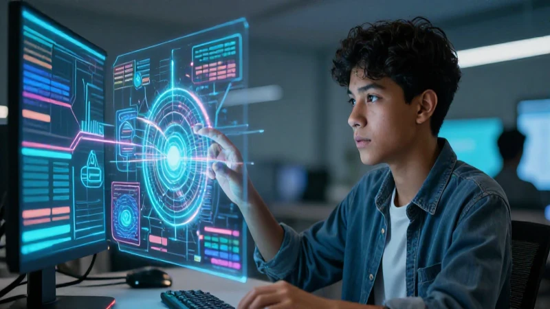 Redes de computadoras: tipos, usos y características clave 7 Estudiante mexicano interactúa con redes holográficas digitales