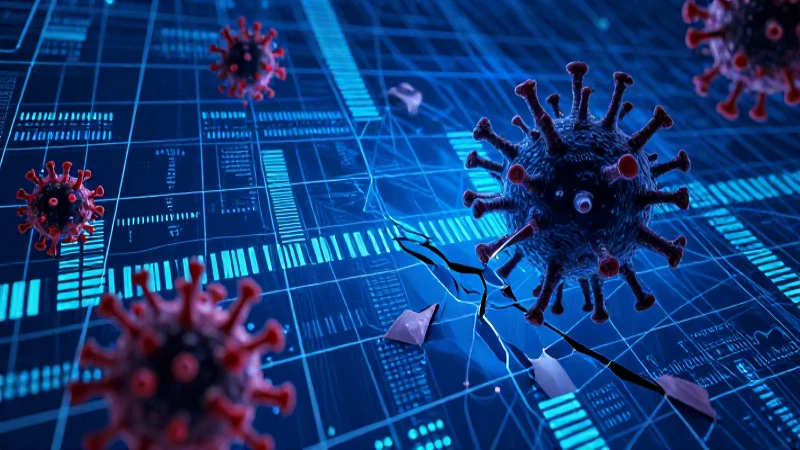 Redes de computadoras: tipos, usos y características clave 5 Red digital azul bajo ataque viral