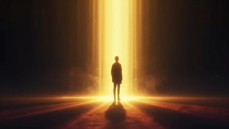Redimir: significado, definición y concepto en la religión 4 Figura contemplativa iluminada con luz dorada dramática