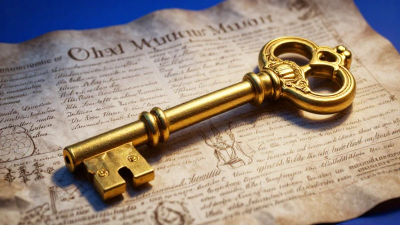 Llave dorada majestuosa sobre pergamino colonial