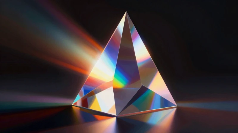 Refracción dramática de luz en prisma geométrico