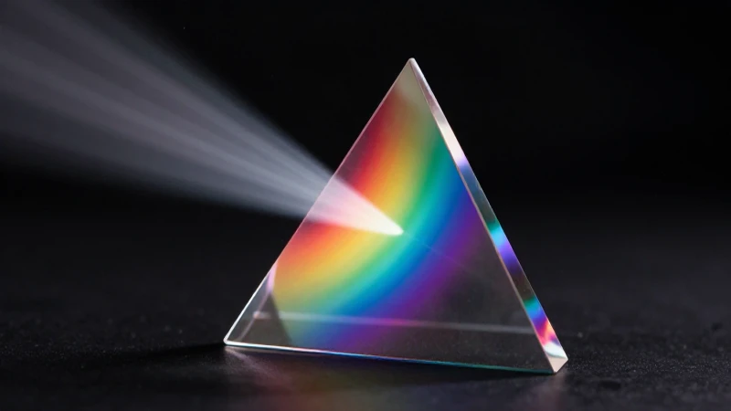Prisma proyectando un vibrante espectro de luz