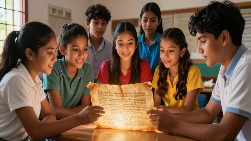 Estudiantes mexicanos aprenden del antiguo pergamino