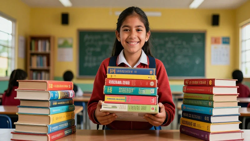 ¡Ahorra dinero! Regalo libros de texto usados para tus hijos 6 Estudiante mexicano feliz con libros educativos