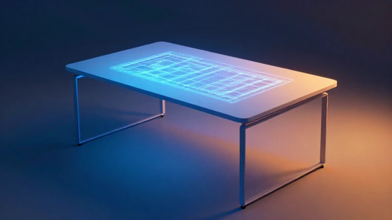 Escritorio minimalista con planos abstractos vibrantes