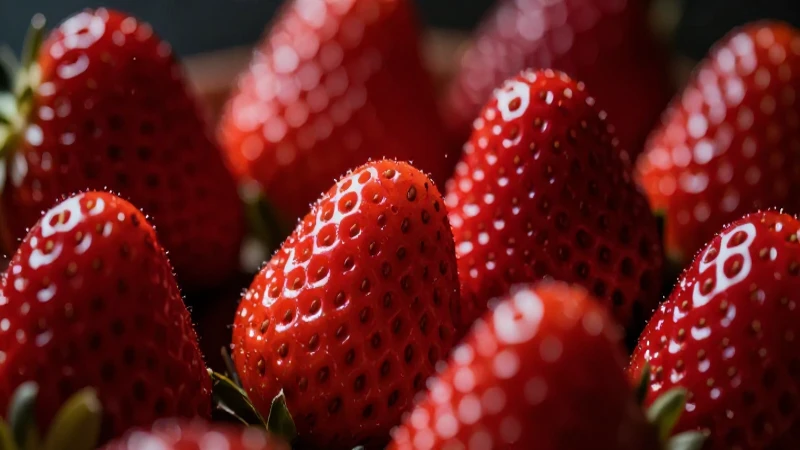   Fresas vibrantes con luz dramática