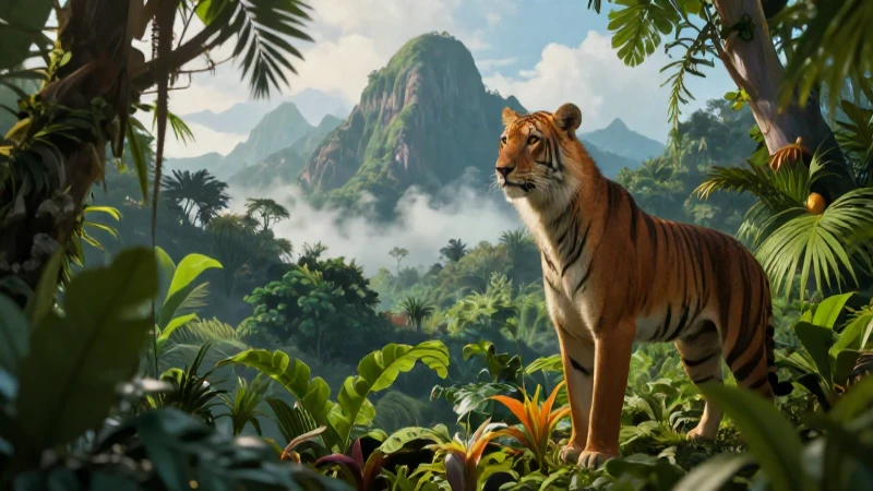 Fauna regional vibrante y naturaleza tropical detallada