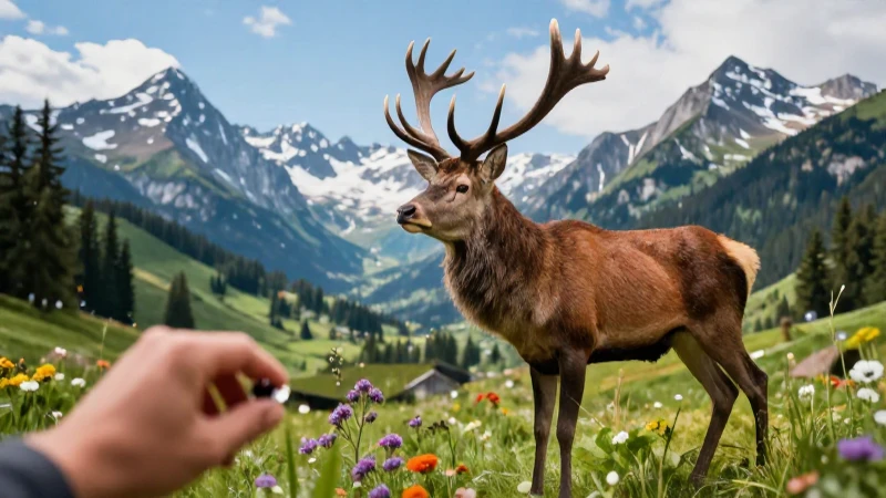 Alce majestuoso en un paisaje alpino europeo