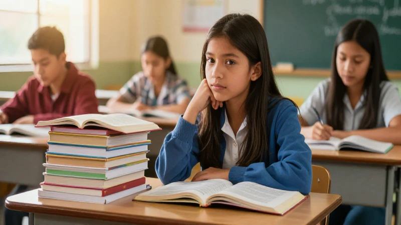 Joven estudiando en aula mexicana moderna