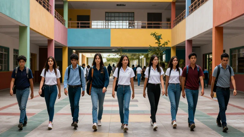 Estudiantes mexicanos en campus moderno y vibrante