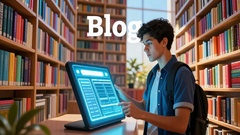 Optimiza tu experiencia en la biblioteca: reglamento, búsqueda y préstamo de libros 3 Estudiante mexicano en biblioteca moderna digital