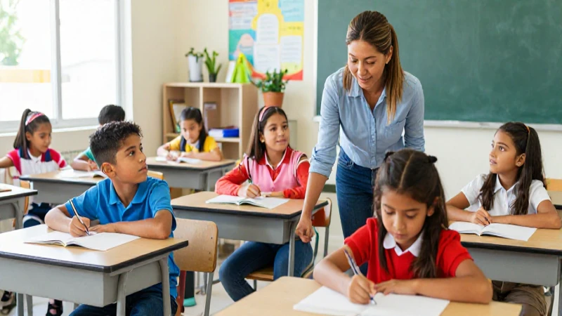 Niños mexicanos estudian en un aula moderna y brillante