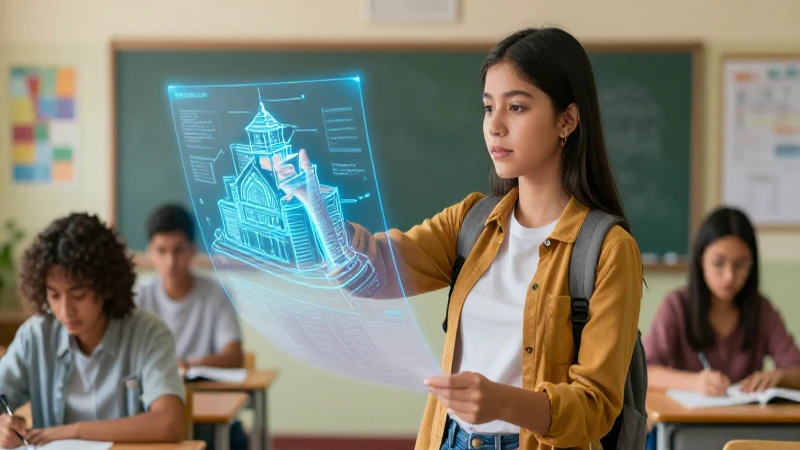 Estudiante mexicano interactúa con reglamento escolar moderno