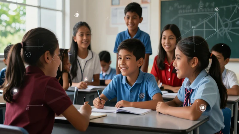 Estudiantes mexicanos colaborando en aula moderna