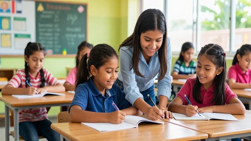 Estudiantes mexicanos felices colaboran en clase