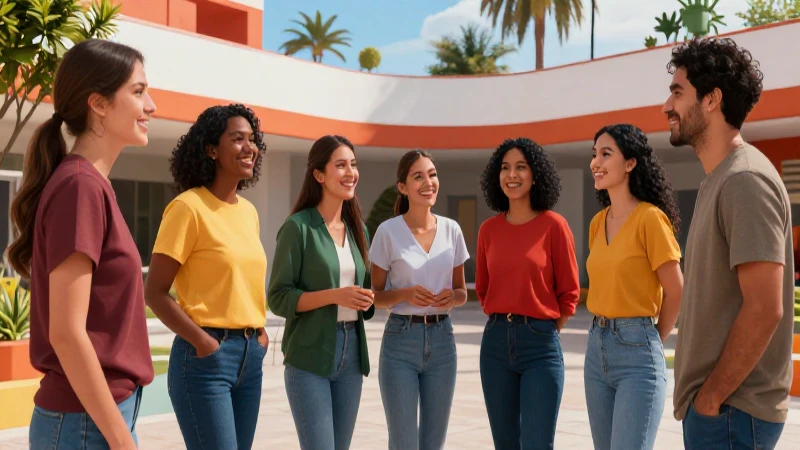Comunidad feliz en vibrante plaza mexicana
