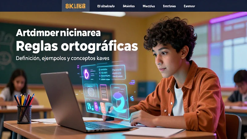 Estudiante moderno aprendiendo reglas ortográficas digitales
