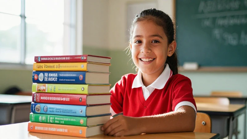 Alegre estudiante mexicano y nuevos libros