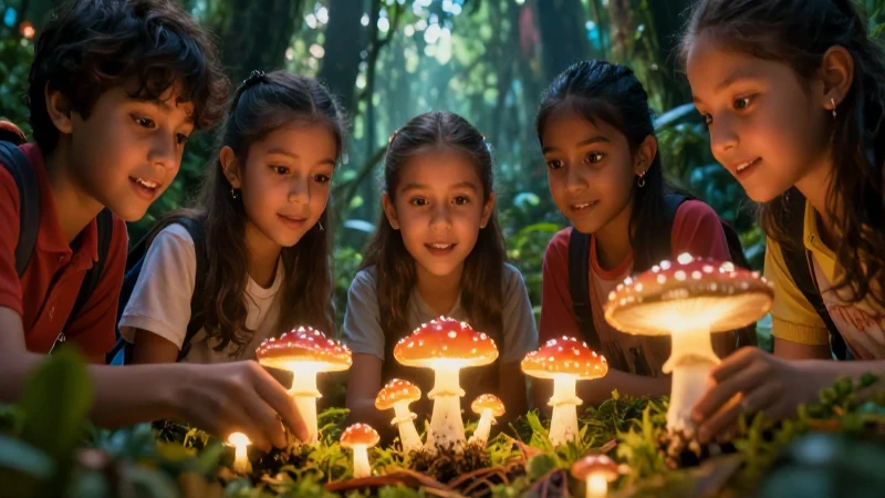 Estudiantes mexicanos explorando hongos mágicos