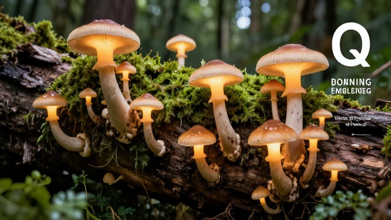 Hongos bioluminosos en naturaleza ultra detallada
