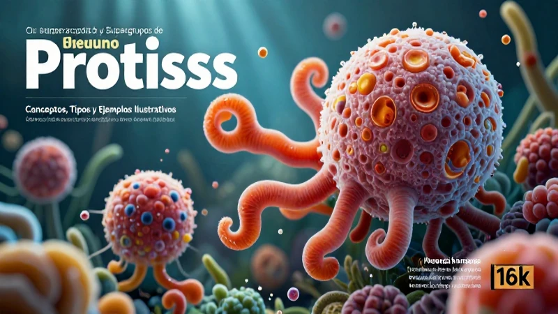 Reino Protista: Conceptos, Tipos y Ejemplos Ilustrativos 4 Clasificación de protistas en ilustraciones científicas detalladas