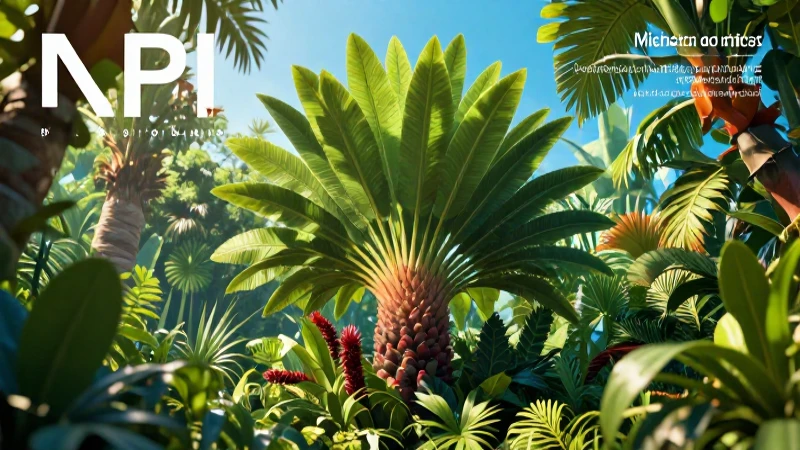 Ilustración botánica tropical detallada con estética moderna mexicana