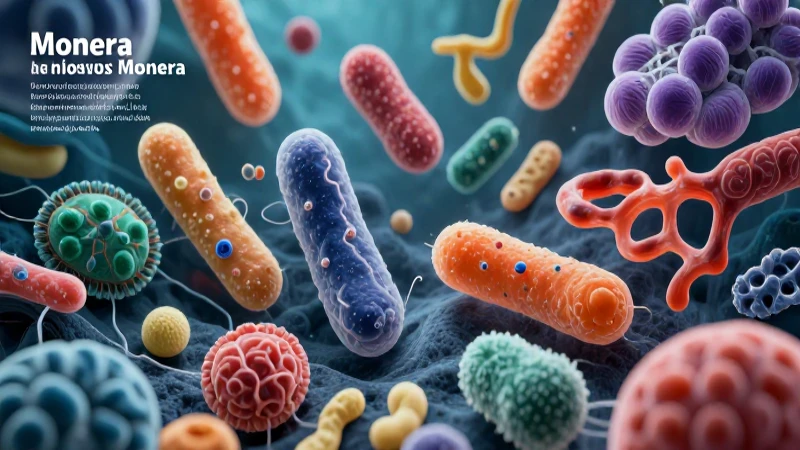 Microorganismos vibrantes ilustran las características de Monera